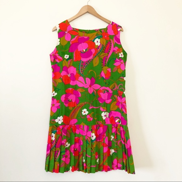 Vintage Dresses & Skirts - Vtg Alice Polynesian Fashions Pleated Dress 60s